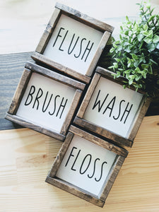 Brush, Floss, Flush, Wash